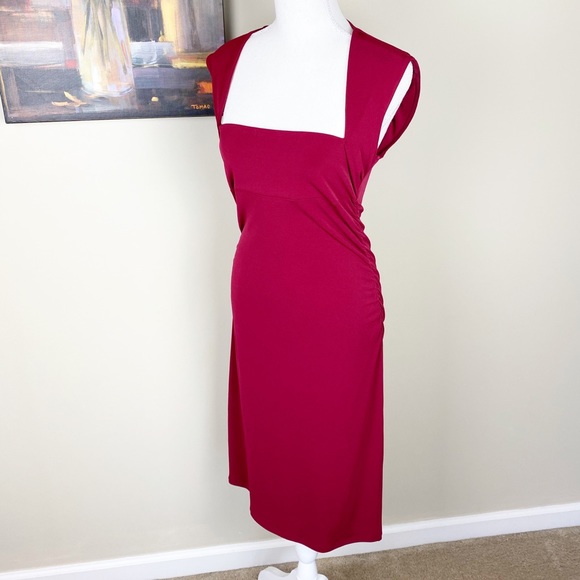 Moda International Dresses & Skirts - Moda Burgundy Square Neckline Stretchy Sleeveless Dress